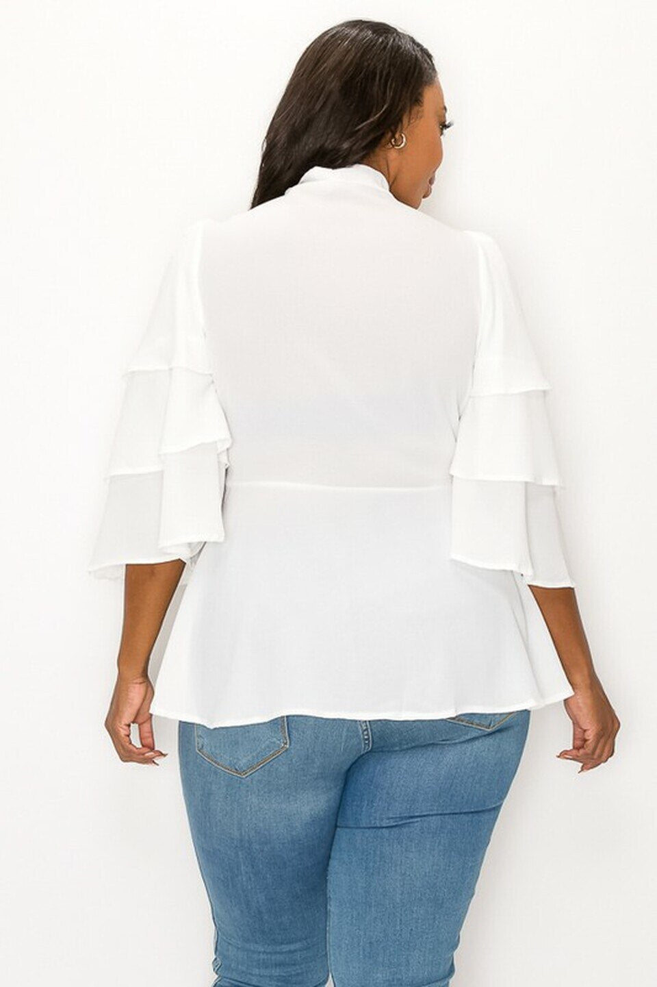 Rockin Ivory Bow Tie Neck Bell Top
