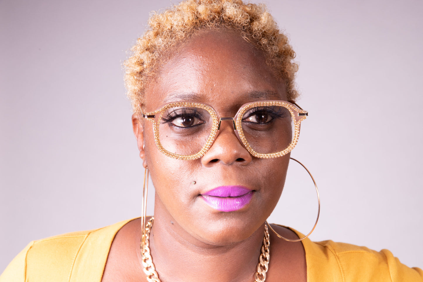 Glitz West Philly Rhinestone Bling Clear Lens Glasses