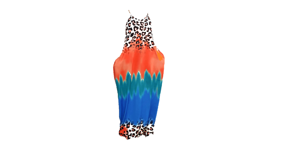 Sunburst Leopard Orange Spaghetti Strap Maxi Dress with Pockets