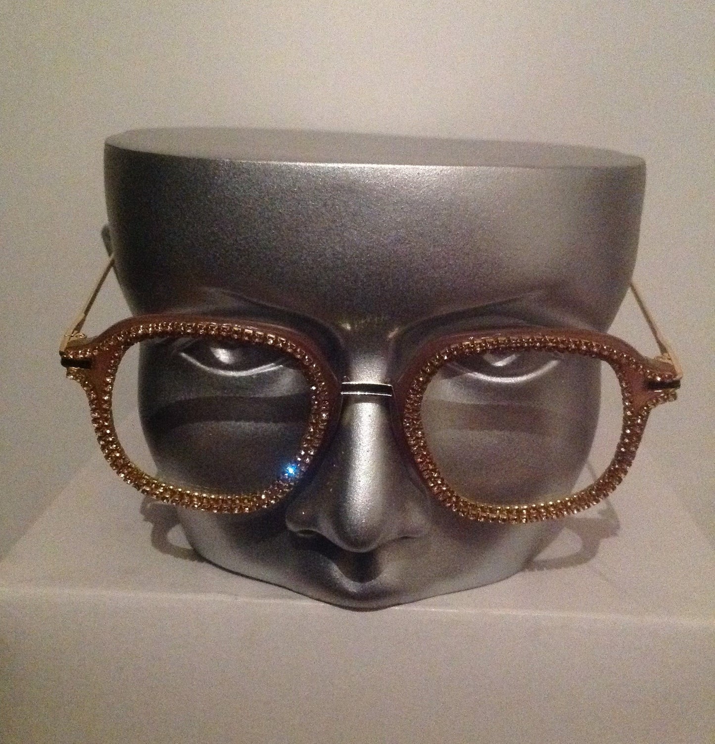 Rhinestone Bling Clear Lens Glasses