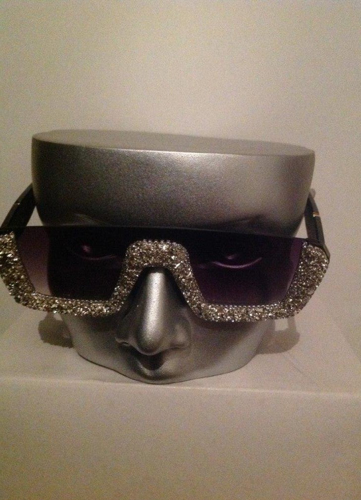 Gaudy Glitter Semi Rimless Fashion Sunglasses