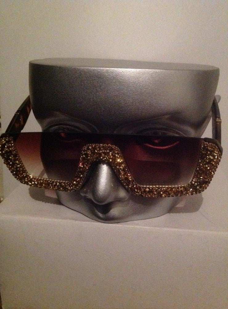 Gaudy Glitter Semi Rimless Fashion Sunglasses