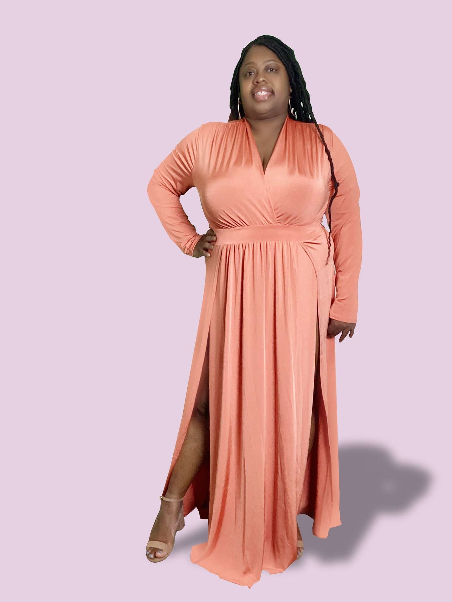 Eventful Moments Peach Plus Size Maxi Dress